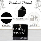Black Acrylic Card Box with Slot & Lock, Gothic Wedding Card Boxes for Reception, Stylish Money Envelop Gift Cards Box for Party Wedding Engagement Bridal Shower Anniversary Table Decor - Image 5