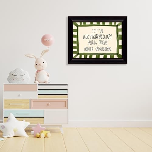 Black Framed 08x10 inch It's Literally All Fun And Games Funny Quotes Wall Art Preppy Minimalist Poster Canvas Prints For Kids Living Room Nursery Bedroom Wall Decor - Image 5