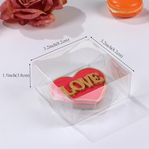 3.3"X3.3"X1.5" 100PCS Clear Chocolate Truffle Boxes for Cookies, Soap, Donuts, Macarons, Mini Bakery, Brownies - Image 2