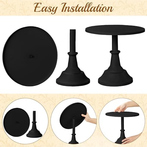 HBlife 3 PCS Black Cake Stand Set (8"/10"/12" Cake Plate), Metal - Image 6