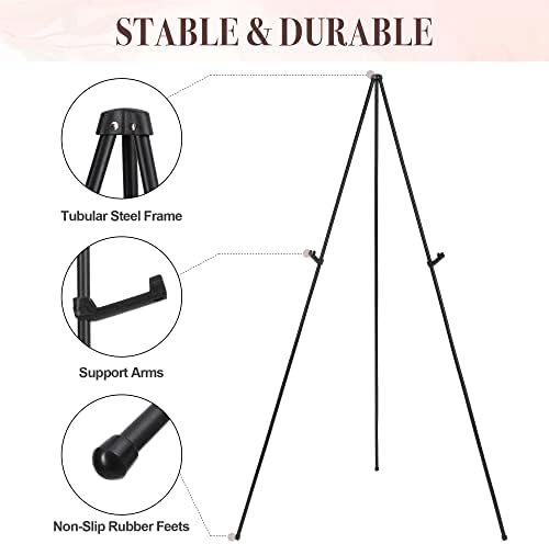 Easel Stand for Wedding Sign & Poster 63'' Easels for Display Portable Art Easel for Floor Adjustable Metal Easel Black 2 Pack - Image 3