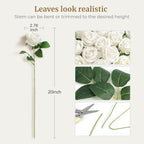 Auihiay 64PCS White Roses Artificial Flower, Fake Silk Roses - Image 2