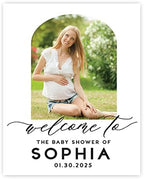 Andaz Press 16"x20" Personalized Canvas Baby Shower Welcome Sign, Custom Photo Boho Arch Gender Neutral Large Welcome Baby Shower Sign for Easel Stand, Baby Shower Decorations by AndazPress