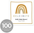 Personalized Modern Rainbow Beverage Napkins / 100 Custom Colorful Birthday Cocktail Napkins/Adorable Gender Neutral Baby Shower Design/Party Supplies/Made In The USA - Image 2
