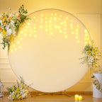 7.2 FT Ivory Round Backdrop Cover with Lights String for Circle Arch Stand Circle Backdrop Covers with LED Fairy Lights for Wedding Arch Baby Shower Birthday Party Photo Shoot Photography Background by Suppromo