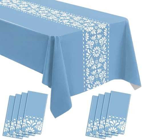 Cielito Lindo Mexican Tablecloth, 54×108 Inch, Blue, 8 Pcs by Acellegic