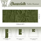 12 Pack Olive Green Table Runner 10Ft Cheesecloth Table Runner Rustic Gauze Table Runners Romantic Long Sheer Fabric Cheese Cloth Table Runners for Wedding Party Bridal Baby Shower - Image 2