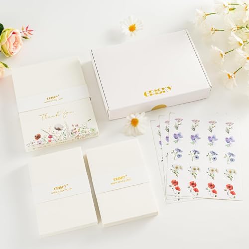 Crisky 4x6 Floral 4 Assorted Thank You Cards (100 Pack) with Envelopes - Image 4