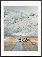 FLYJOE 18x24 Metal Picture Frame For Wall With Mat For 16x20, 18''x24'' Aluminum Photo Frames With Tempered Glass For Home Decor, Minimalist Modern Poster Frame Horizontal And Vertical Formats, Black by FLYJOE