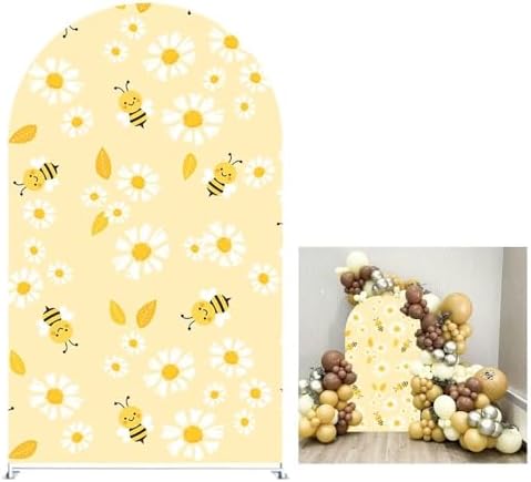 Honey Bee Arch Stretchy Fabric Covers for Birthday Party Flowers Arched Backdrop Cover Baby Shower Wedding Props(Cover Only) - Image 2