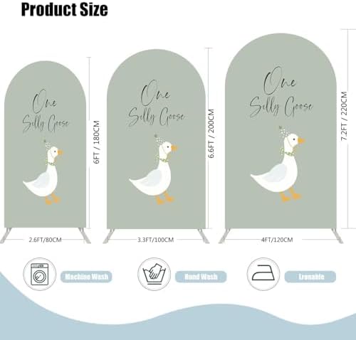 One Silly Goose Arch Backdrop Cover 7.2FT Green Round Top Arch Stand Cover for Baby Shower 1st Birthday Party Decorations - Image 4