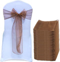 MDS Pack of 250 PCS Organza Chair Sashes Wider Dining Chair Bows Ribbon Tie Back for Wedding Party Birthday Bridal Shower Reception Event Banquet Home Chair Cover Decoration - Coffee by MDS