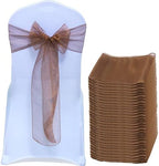 MDS Pack of 250 PCS Organza Chair Sashes Wider Dining Chair Bows Ribbon Tie Back for Wedding Party Birthday Bridal Shower Reception Event Banquet Home Chair Cover Decoration - Coffee by MDS