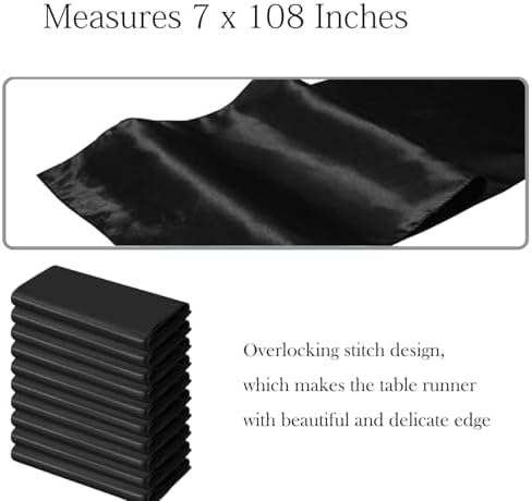 50 Pack Black Chair Sashes Bows Satin Wedding Chair Ribbons 7x108 Inches - Image 2