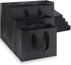 PerKoop 40 Pack Kraft Gift Bags with Handles 4 Sizes,Horizontal,Black by PerKoop