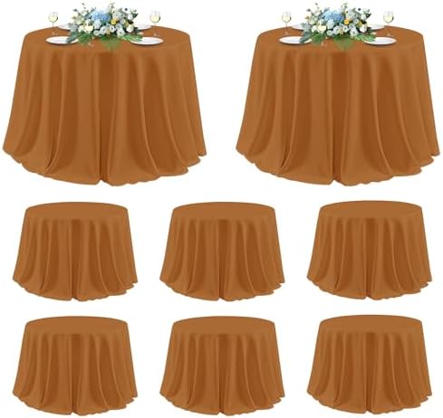 sancua Thanksgiving Round Tablecloth 120 Inch, 8 Pack Light Brown Bronze by sancua