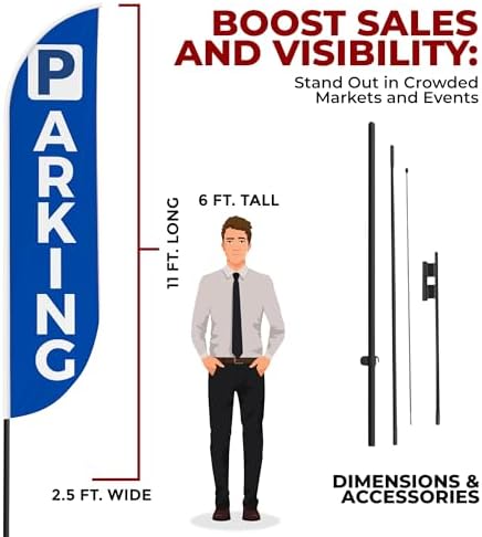Parking Sign feather flag Pole Kit for Outdoor by Mavis Printing | 15 FEET Long Polyester Outdoor Banner Flag for Easy Hang | HD Print Swooper Flag Pole Mount to Celebrate Parking | Made in USA. - Image 3