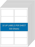 2” x 4” Shipping Labels 5000 Address Labels Printable, White Sticker Label Sheets for Laser Inkjet Printers (10 Labels/Sheet, 500 Sheets) - Image 7