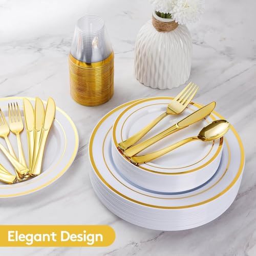Goodluck 420 Pieces Gold Disposable Plates for 70 Guests - Image 4