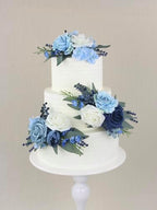 Rinlong 3Pcs Premade Cake Flowers, Navy Blue Wedding Cake Decor - Image 7