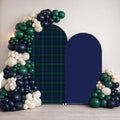 Set of 2 Arch Backdrop Cover Tartan Plaid Baby Shower Stretchy Arch Frame Cover for Bear Theme Boys Birthday Party Fiesta Decorations (6ft & 5ft,Blue) by afoloa