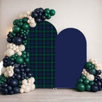 Set of 2 Arch Backdrop Cover Tartan Plaid Baby Shower Stretchy Arch Frame Cover for Bear Theme Boys Birthday Party Fiesta Decorations (6ft & 5ft,Blue) by afoloa