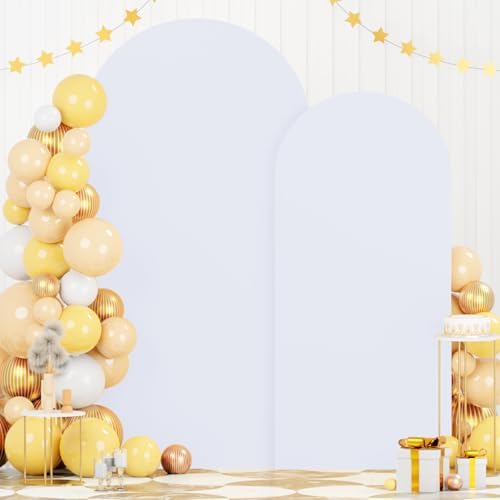 FOTSHARER Arch Covers 7.2 and 6ft White Arch Backdrop Cover Set of 2 Spandex Fitted Arched Backdrop Stand Cover Wedding Arches Covers for Wedding Ceremony Birthday Baby Shower Grad Party Decorations by FOTSHARER
