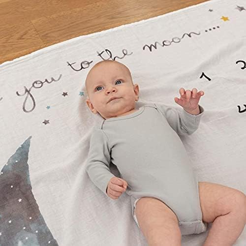 Pondering Pine Organic Baby Monthly Milestone Blanket Boy - Love You to the Moon and Back Blanket for Boys, Growth Chart for 1-12 Months Milestones, Gender Neutral, 47”x47” - Image 6