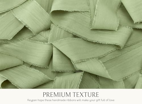 Keypan Sage Green Ribbon 1-1/2 Inch x 15 Yards Crinkle Fabric Cotton Ribbons for Gift Wrapping Wedding Invites Baby Shower DIY Crafts Home Decor (Pack of 2) - Image 3