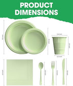 Pureegg Plastic Plates Set 350 Pcs Sage Green for 50 Guests - Image 2