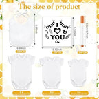 Panitay 100 Pcs White Baby Bodysuits Bibs Kit 25 Guests, Bee - Image 3
