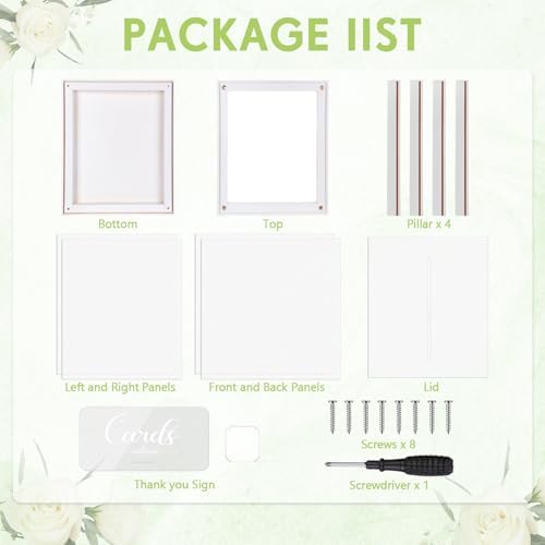 Menkxi Clear Wedding Card Box with Slot 10 x 10 x 8.5 Large Acrylic Card Box for Party Wooden Envelope Holder with Sign for Wedding Quinceanera Birthday Baby Shower Decorations(White,Wood) - Image 3