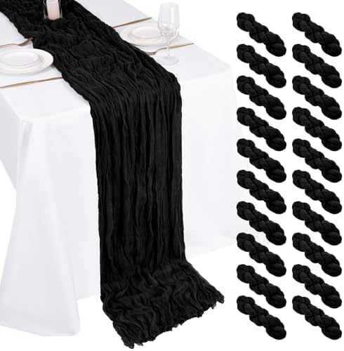 20 Pack Cheesecloth Table Runner - 17x108 Inch Black Boho Gauze Cheese Cloth Table Runners for Baby Bridal Shower Decoration Wedding Party Summer Garden Farmhouse by Unknown