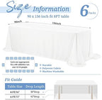 Showgeous 90x156 Inch White Rectangle Tablecloth 6 Pack Fit 8FT Table - Image 2