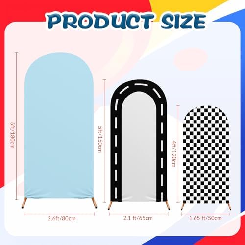 Mindsoft 3 Sets Fast Party Arch Backdrop Cover Racing Backdrop, Blue - Image 4