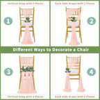 QueenDream Blush Chair Sashes Wedding Aisle Decorations: 16 Packs Tulle Draping Fabric Sheer Church Chair Cover Bulk for Baby Shower Party Banquet - Image 6