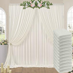 60ftx10ft Wrinkle Free Ivory Backdrop Curtains for Parties, Silky Polyester Photo Backdrop Drapes 12 Panels 5x10ft Back Drop Cloth for Wedding Birthday Baby Shower Photography Background by ENJOYYOURPARTY