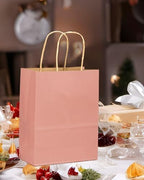 qiqee 100PCS Gift Bag with Handles Bulk Kraft Bright Pink Paper Bags Multiple Uses (13"x10.3"x4.6"- Large Size) - Image 6