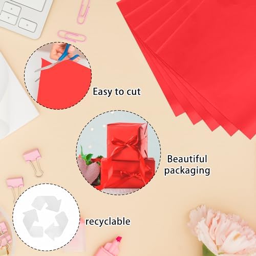 1000 Sheets 20"X15" Red Tissue Paper Bulk for Gift Bags - Wrapping Tissue Paper for Birthday Weddings Showers Gift Packaging Arts Craft Party Favor Decoration Wrapping Supplies - Image 4