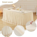 HB HBB MAGIC Champagne Table Cloth Spandex Table Covers 6ft Fitted Tulle Tablecloth Rectangular Desk Skirt Stretch Table Cloths Covers Party Banquet Birthday Baby Shower Wedding Table Cloth, 2 Pack - Image 7