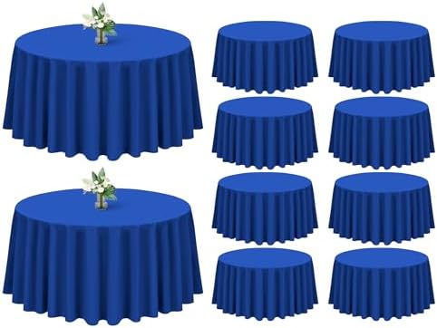Showgeous 120 Inch Royal Blue Round Tablecloths, Polyester Table Covers by Showgeous