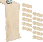 12 Pack Beige Cheesecloth Table Runner 10Ft 23 x 120 Inch by RestfulGlow