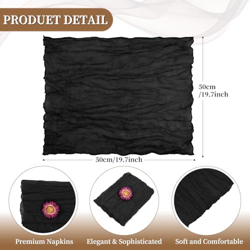 fani 100 Pack Gauze Cheesecloth Napkins, 20 x 20 in, Black - Image 2