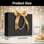 EUSOAR Wedding Favor Bags, 25pcs 10.6"x3.1"x8.3" Black Kraft Thank You Gift Paper Bags with Bow Ribbon Handle, Shopping Party Favor Gift Treat Bags Bulk for Wedding Baby Shower Guests Bridal - Image 2