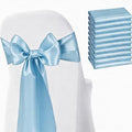 Satin Chair Sashes Bows 50 Pack Universal Polyester Chair Ribbons for Wedding Anniversary Retirement Party Birthday Engagement Banquet Graduation Outdoor Events Decor (Baby Blue, 50 pcs) by JKDMJF
