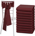Burgundy Satin Chair Sashes Bows, 6 x 108 inch, 50 Pcs by Counfeisly