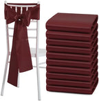 Burgundy Satin Chair Sashes Bows, 6 x 108 inch, 50 Pcs by Counfeisly