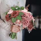 100 Pcs Artificial Rose Flowers, Shades of Dusty Pink - Image 4