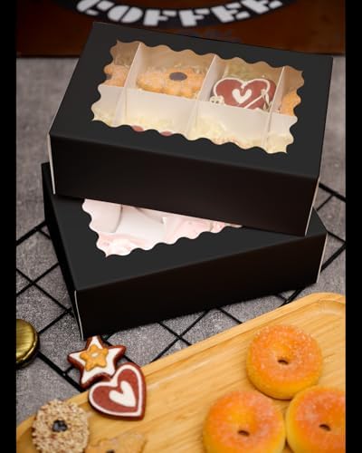 qiqee Black 6 Cupcake Boxes with Window Auto-pop up 30 Packs Cupcake Box 9.4"x6.1"x3.3" Bakery Boxes For Cupcakes Carrier, Cupcake Containers - Image 6