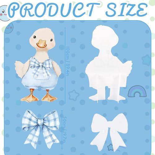 Novabright 2 Pcs Silly Goose Cutout Party Decoration 39.4'' 1st Birthday Silly Goose Cardboard Cut Out Sign 19.69'' Adhesive Bow Cutout Photo Prop Backdrop Standup for Birthday Baby Shower (Blue) - Image 2